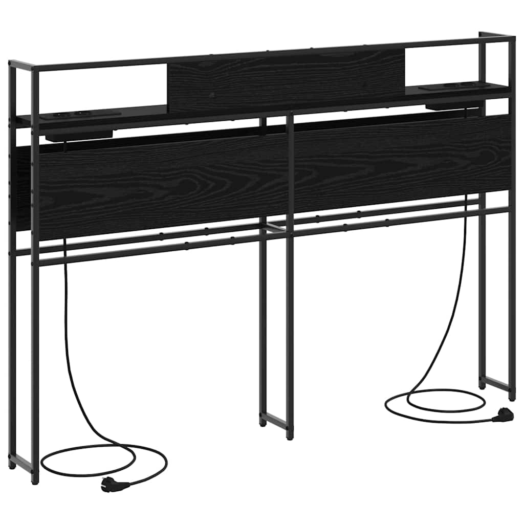 Opbevaringshovedgavl med hylde Sort eg 140 cm Konstrueret træ