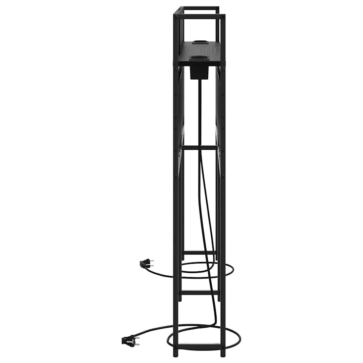 Opbevaringshovedgavl med hylde Sort eg 140 cm Konstrueret træ