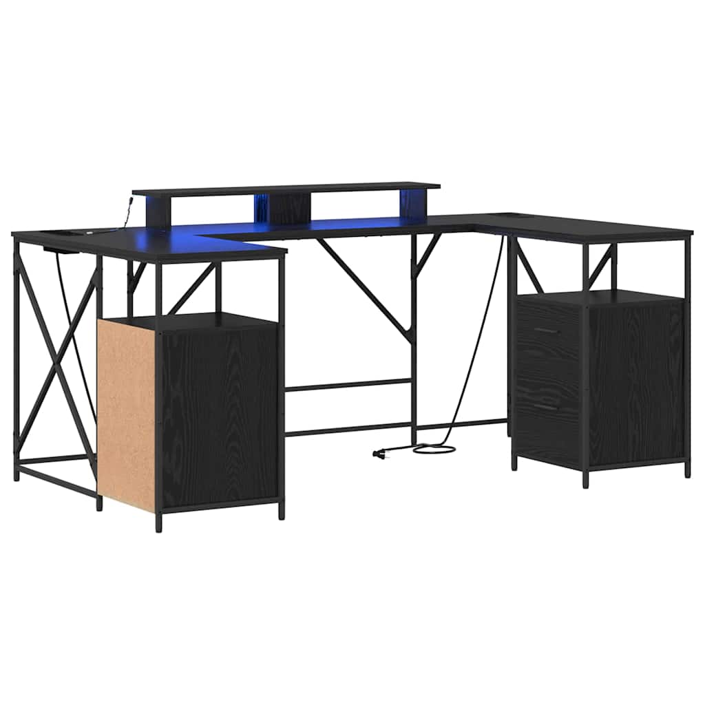 Bord med skuffe Sort eg 182 x 101 x 87,5 cm Konstrueret træ