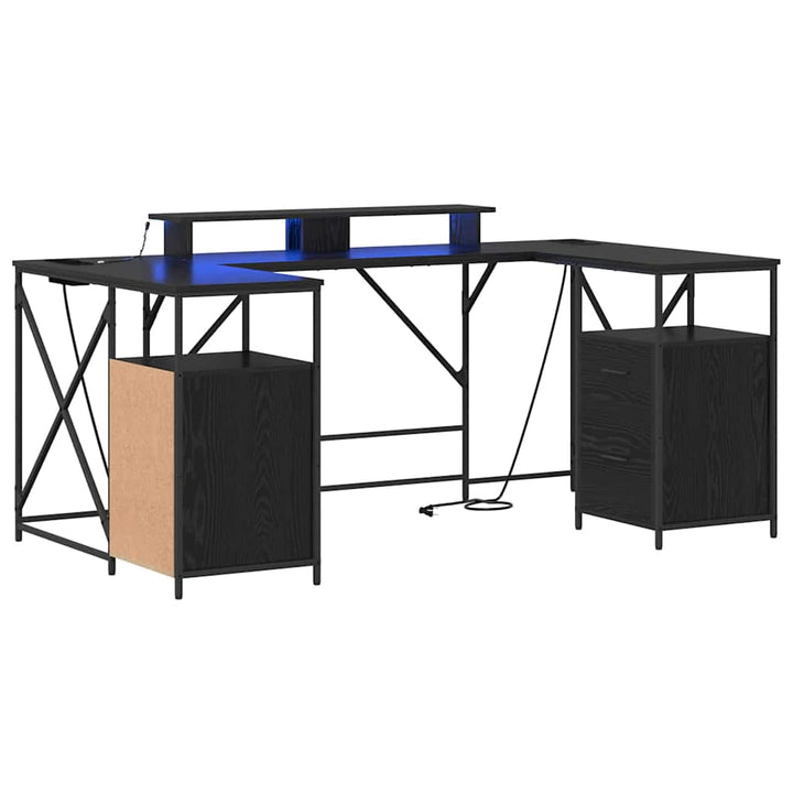 Bord med skuffe Sort eg 182 x 101 x 87,5 cm Konstrueret træ