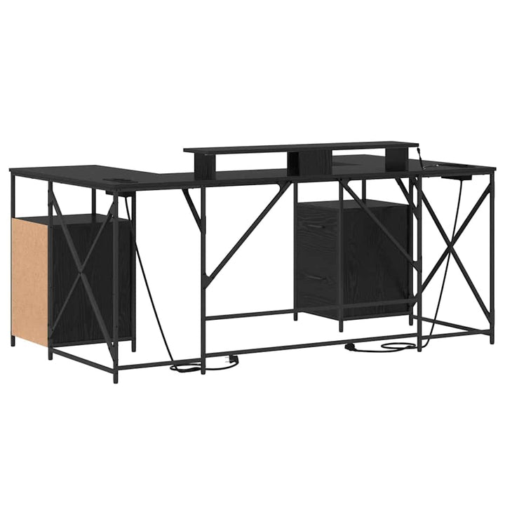 Bord med skuffe Sort eg 182 x 101 x 87,5 cm Konstrueret træ