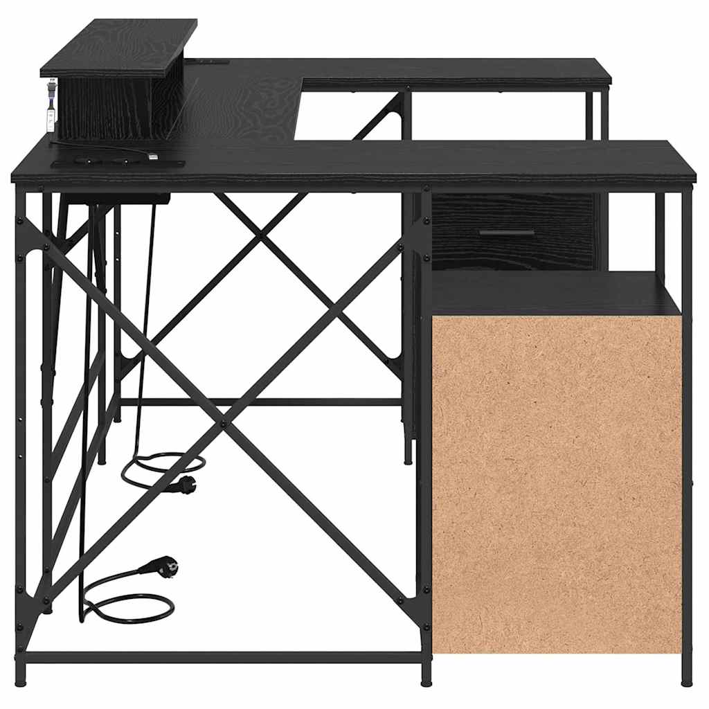 Bord med skuffe Sort eg 182 x 101 x 87,5 cm Konstrueret træ