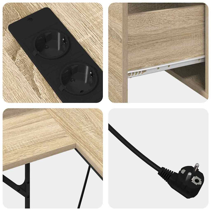 Bord med skuffe Sonoma-eg 182 x 101 x 87,5 cm Konstrueret træ