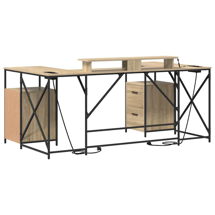Bord med skuffe Sonoma-eg 182 x 101 x 87,5 cm Konstrueret træ