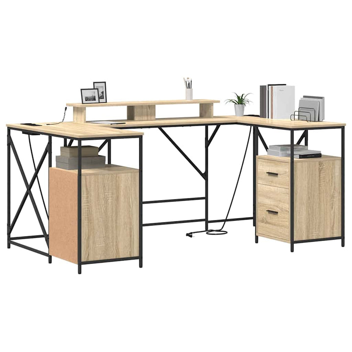 Bord med skuffe Sonoma-eg 182 x 101 x 87,5 cm Konstrueret træ
