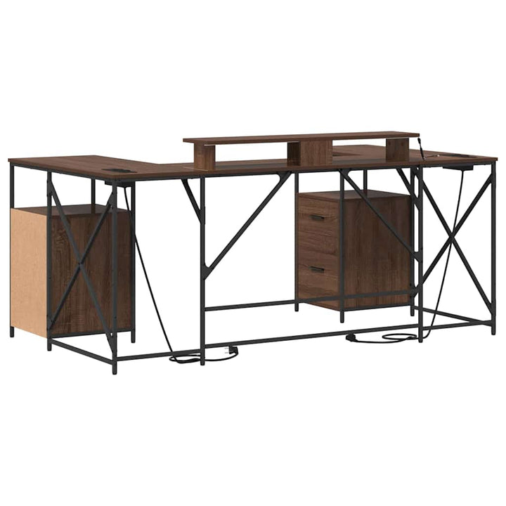 Bord med skuffe Brun eg 182 x 101 x 87,5 cm Konstrueret træ