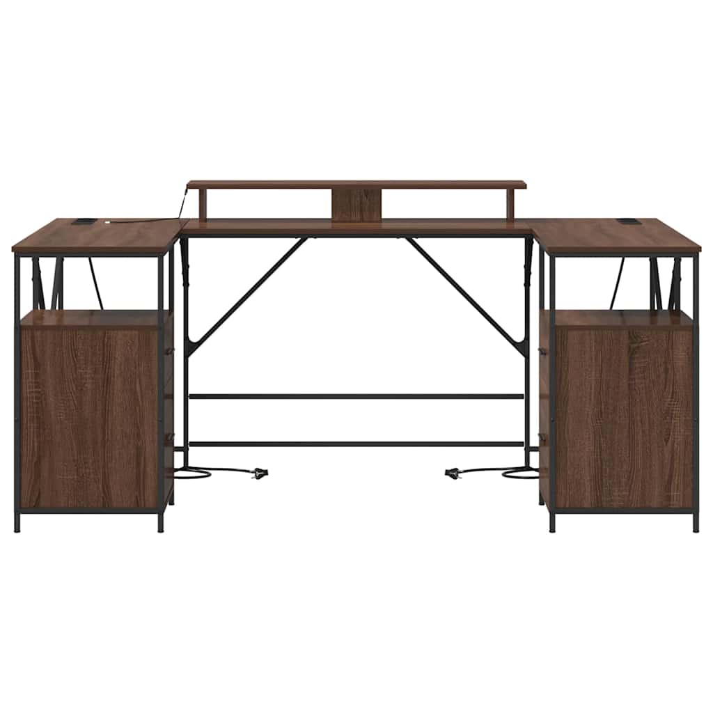 Bord med skuffe Brun eg 182 x 101 x 87,5 cm Konstrueret træ