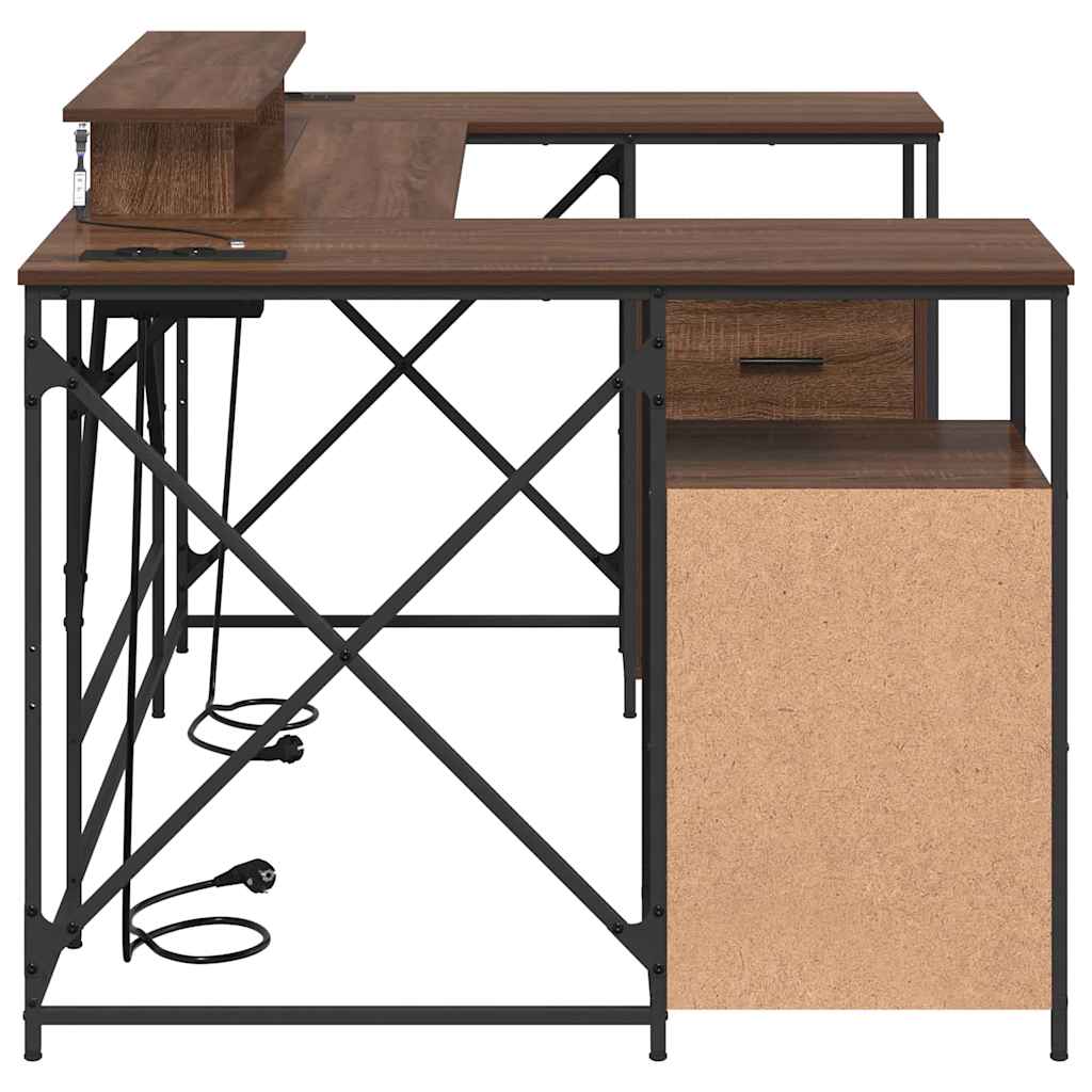 Bord med skuffe Brun eg 182 x 101 x 87,5 cm Konstrueret træ