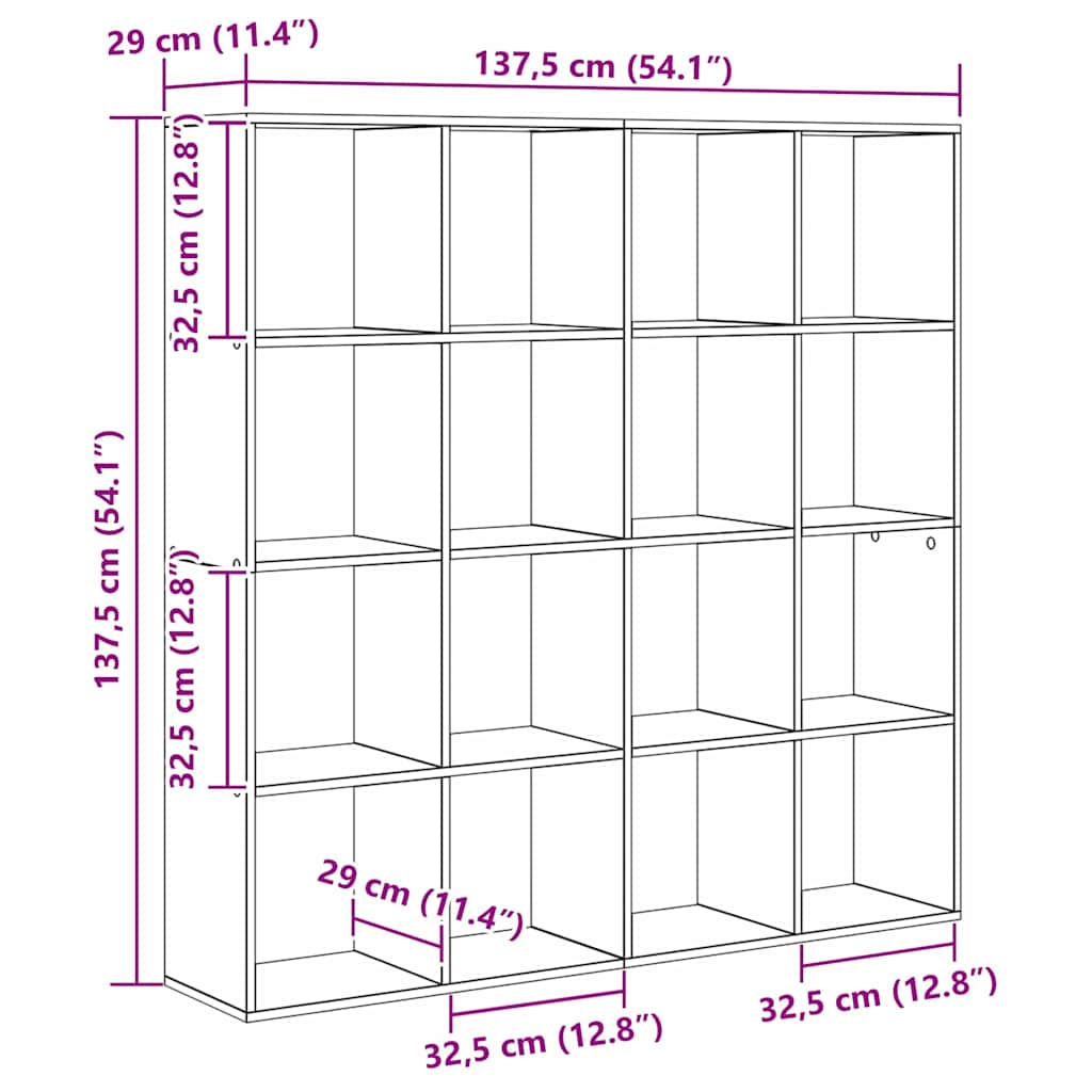 Bogskab Sort eg 137.5 x 29 x 137.5 cm Konstrueret træ