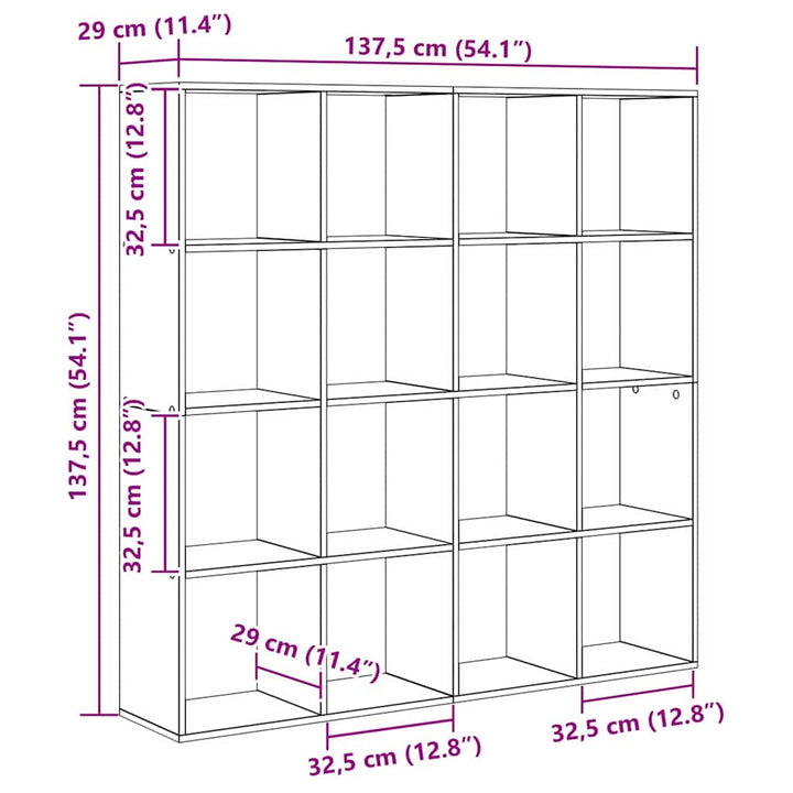 Bogskab Sort eg 137.5 x 29 x 137.5 cm Konstrueret træ