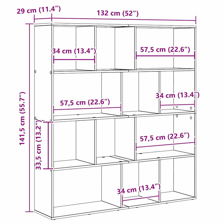 Bogskab Sort eg 132 x 29 x 141.5 cm Konstrueret træ