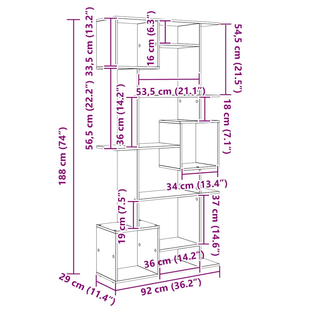 Bogskab Sort eg 92 x 29 x 188 cm Konstrueret træ