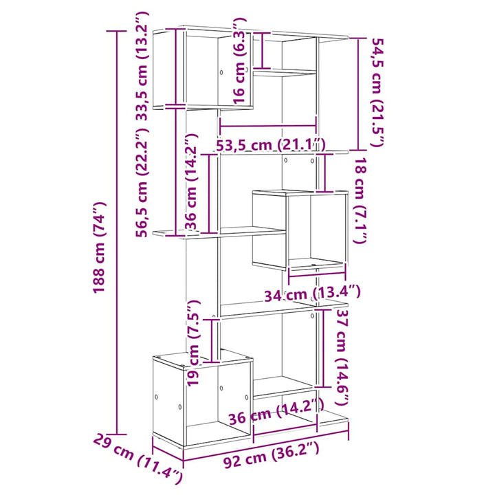 Bogskab Sort eg 92 x 29 x 188 cm Konstrueret træ