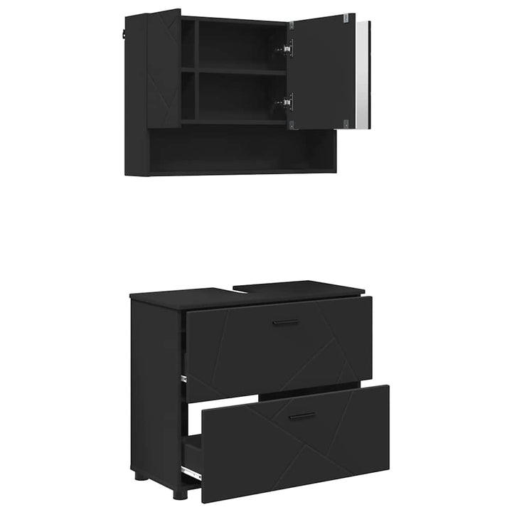 Badeværelsesmøbel sæt med skuffe 2 pcs Sort 76,5 x 35 x 64 cm