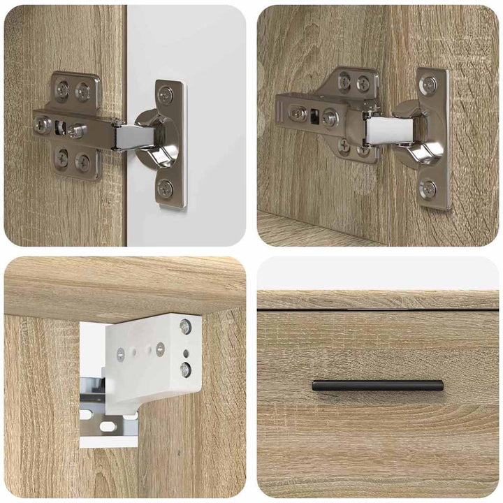 Badeværelsesmøbel sæt med dør 2 pcs Sonoma-eg 76,5 x 35 x 64 cm