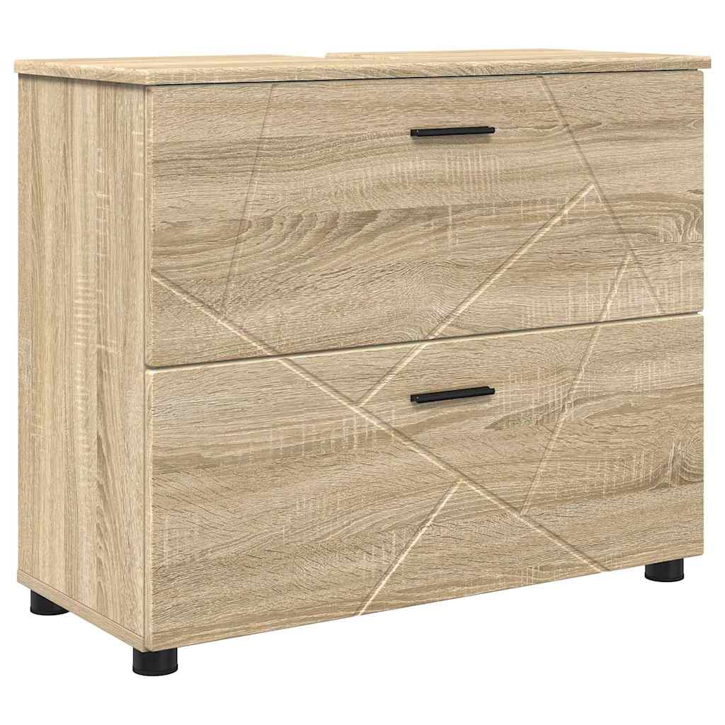 Badeværelsesmøbel sæt med dør 2 pcs Sonoma-eg 76,5 x 35 x 64 cm