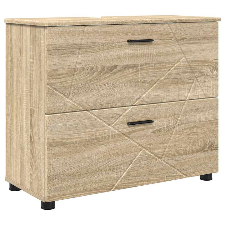 Badeværelsesmøbel sæt med dør 2 pcs Sonoma-eg 76,5 x 35 x 64 cm