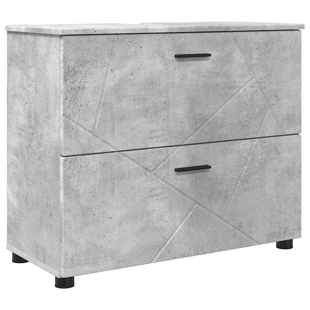 Badeværelsesmøbel sæt med dør 2 pcs Betongrå 76,5 x 35 x 64 cm