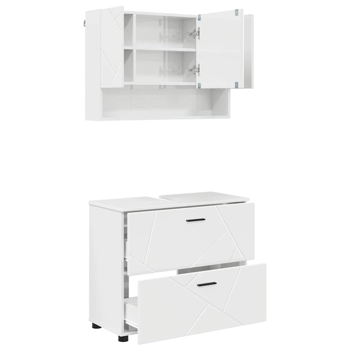 Badeværelsesmøbel sæt 2 pcs Hvid højglans 76,5 x 35 x 64 cm