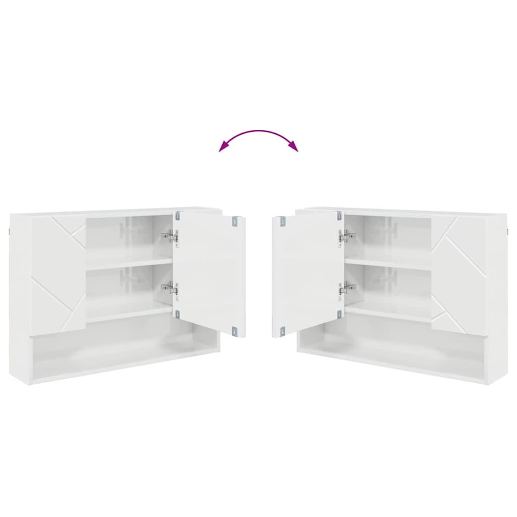 Badeværelsesmøbel sæt 2 pcs Hvid højglans 76,5 x 35 x 64 cm