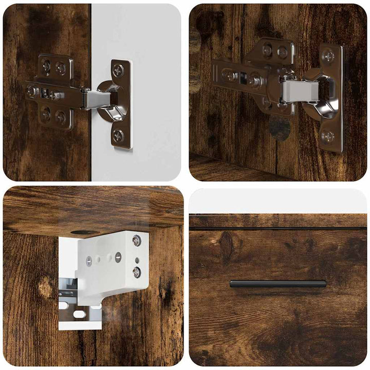 Badeværelsesmøbel sæt med dør 2 pcs Røget eg 76,5 x 35 x 64 cm
