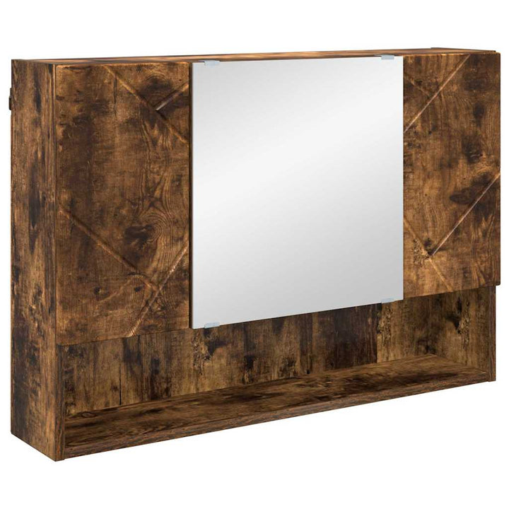 Badeværelsesmøbel sæt med dør 2 pcs Røget eg 76,5 x 35 x 64 cm