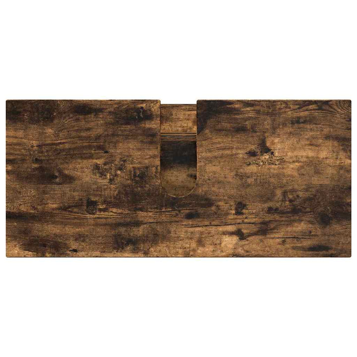 Badeværelsesmøbel sæt med dør 2 pcs Røget eg 76,5 x 35 x 64 cm