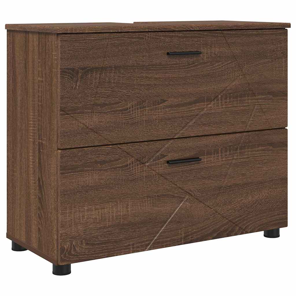 Badeværelsesmøbel sæt med hylde 2 pcs Brun eg 76,5 x 35 x 64 cm