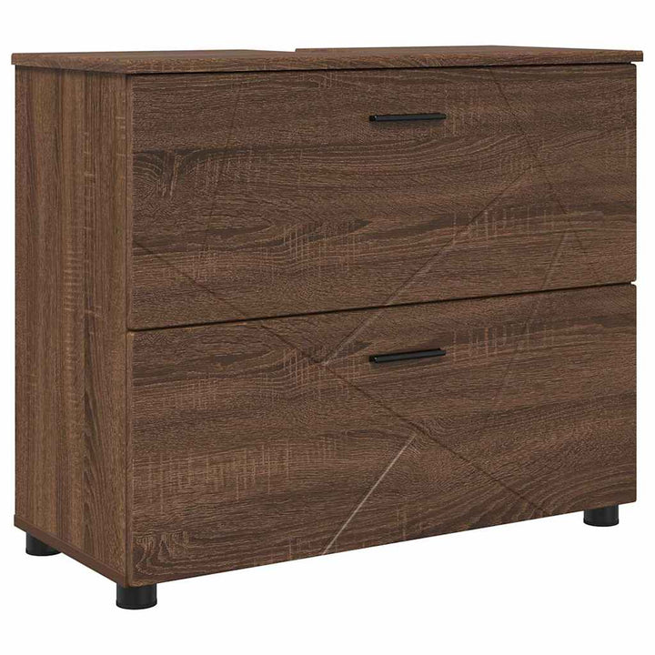 Badeværelsesmøbel sæt med hylde 2 pcs Brun eg 76,5 x 35 x 64 cm