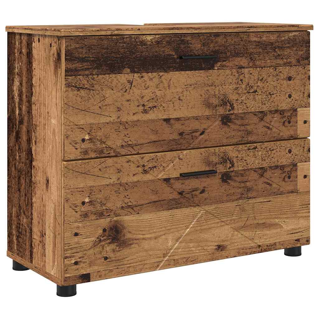 Badeværelsesmøbel sæt 2 pcs Gammelt træ 76,5 x 35 x 64 cm