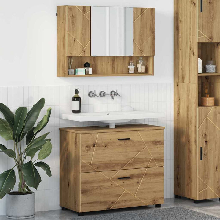 Badeværelsesmøbel sæt 2 pcs artisan eg 76,5 x 35 x 64 cm