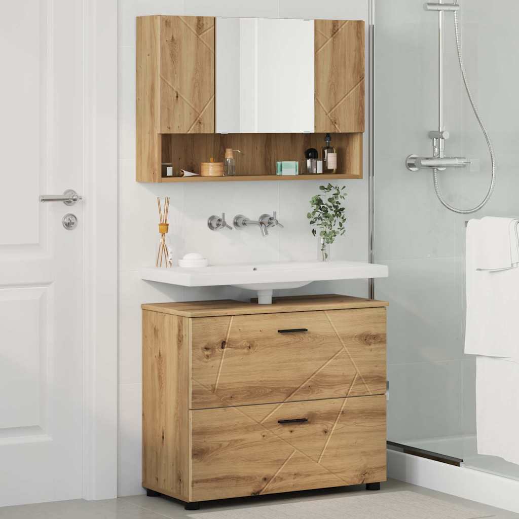 Badeværelsesmøbel sæt 2 pcs artisan eg 76,5 x 35 x 64 cm