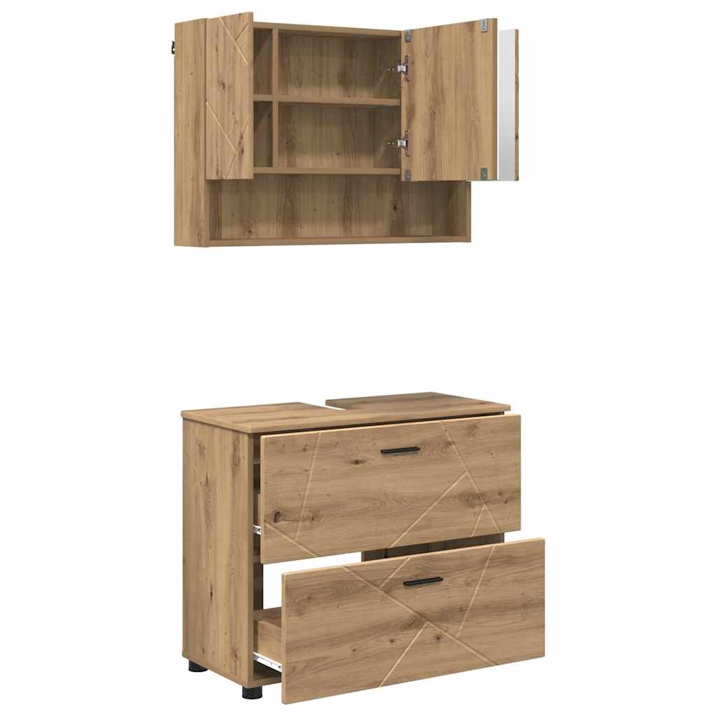 Badeværelsesmøbel sæt 2 pcs artisan eg 76,5 x 35 x 64 cm