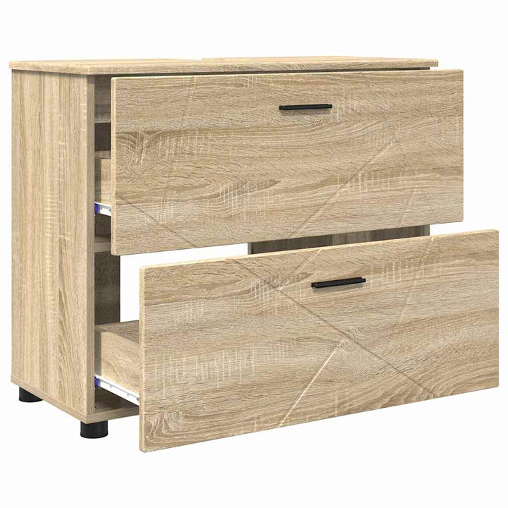 Badeværelsesmøbel sæt med dør 3 pcs Sonoma-eg 76,5 x 35 x 64 cm