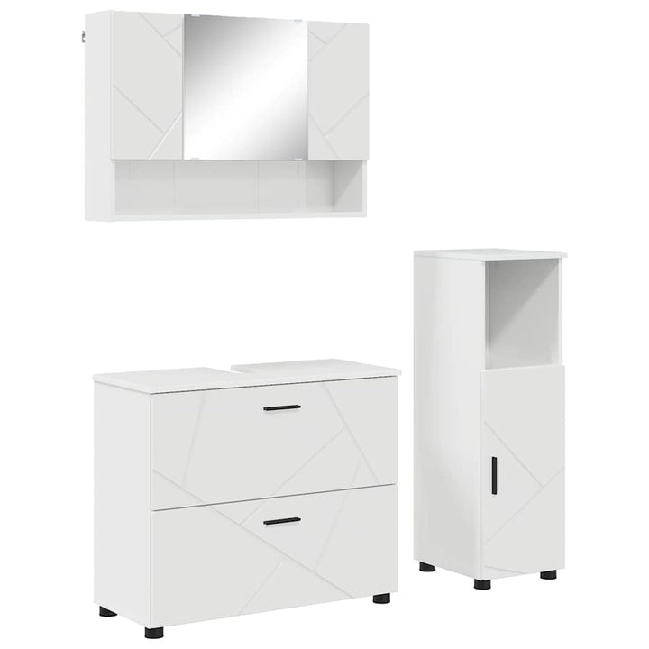 Badeværelsesmøbel sæt 3 pcs Hvid højglans 76,5 x 35 x 64 cm