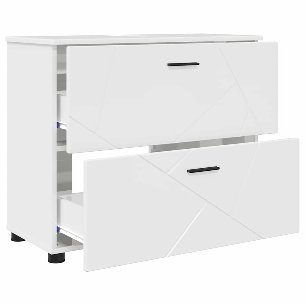 Badeværelsesmøbel sæt 3 pcs Hvid højglans 76,5 x 35 x 64 cm