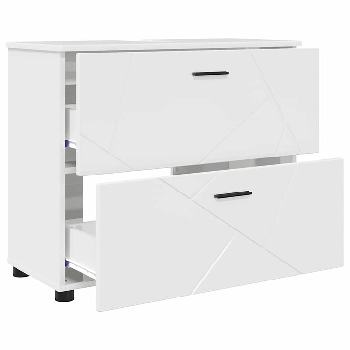 Badeværelsesmøbel sæt 3 pcs Hvid højglans 76,5 x 35 x 64 cm