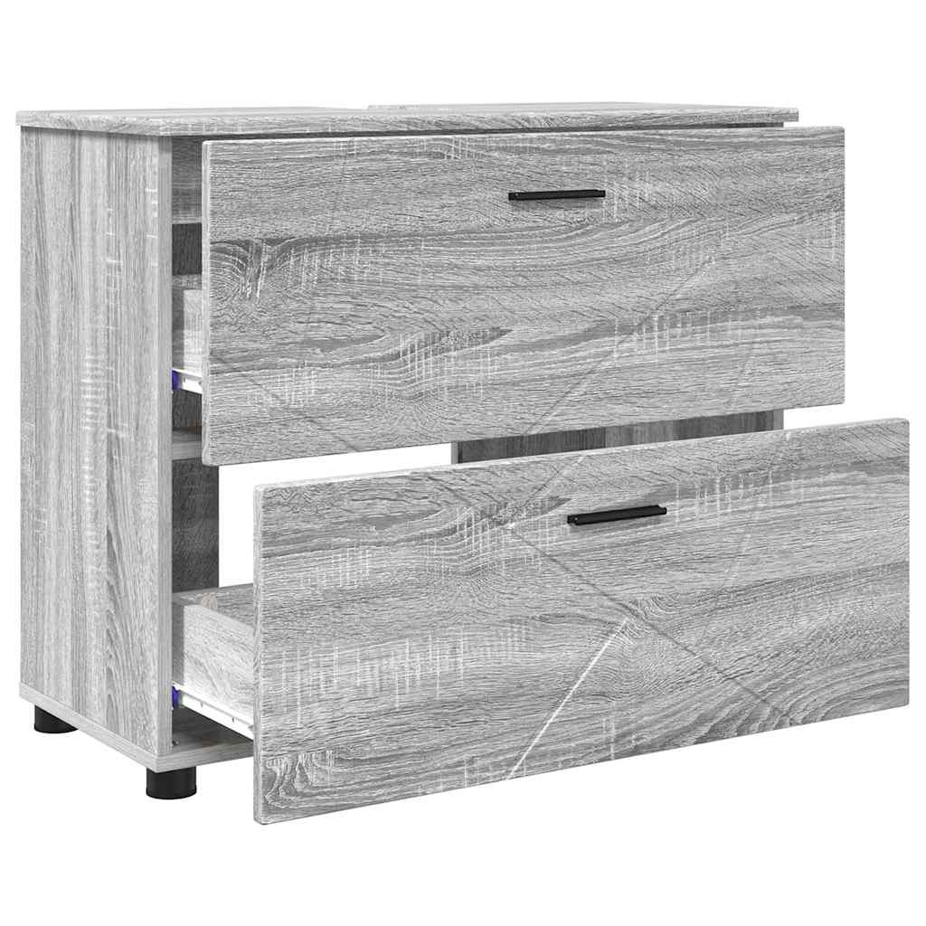 Badeværelsesmøbel sæt 3 pcs Grå sonoma-eg 76,5 x 35 x 64 cm