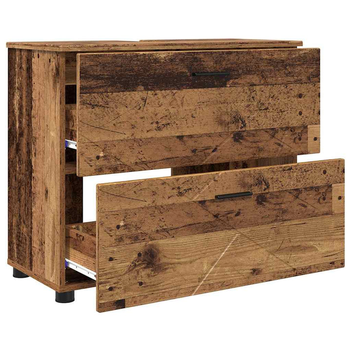 Badeværelsesmøbel sæt 3 pcs Gammelt træ 76,5 x 35 x 64 cm