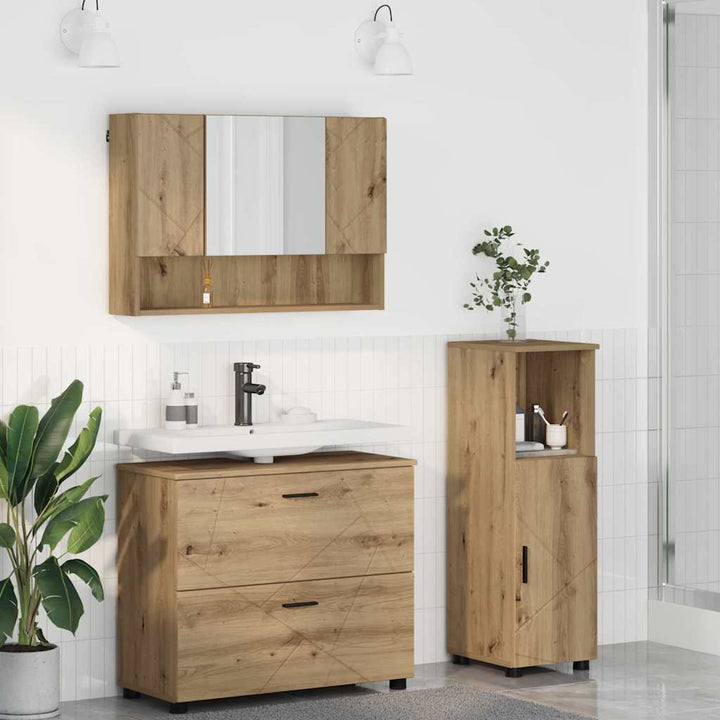 Badeværelsesmøbel sæt 3 pcs artisan eg 76,5 x 35 x 64 cm