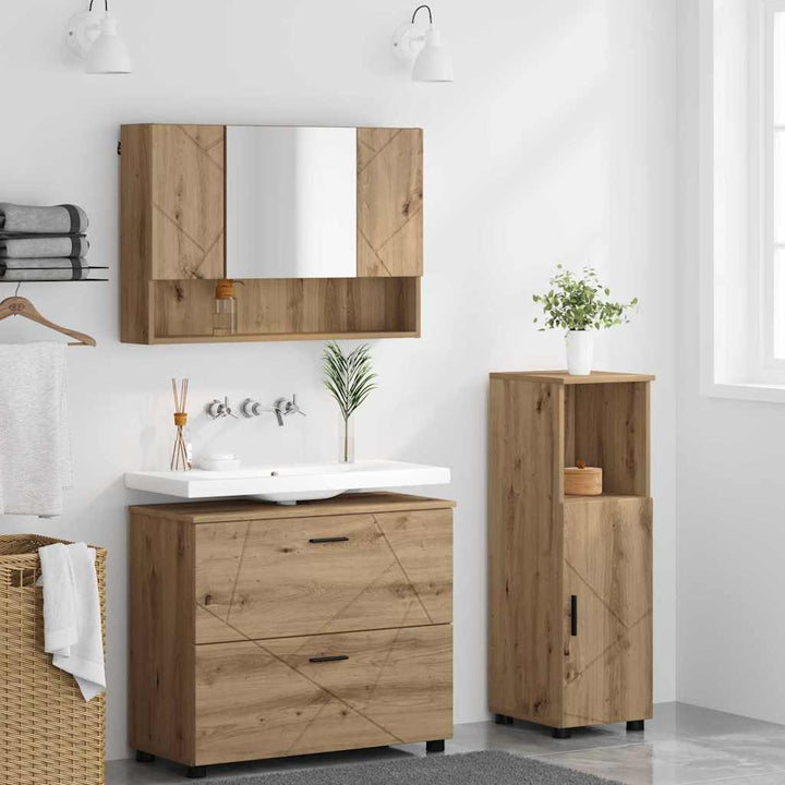 Badeværelsesmøbel sæt 3 pcs artisan eg 76,5 x 35 x 64 cm