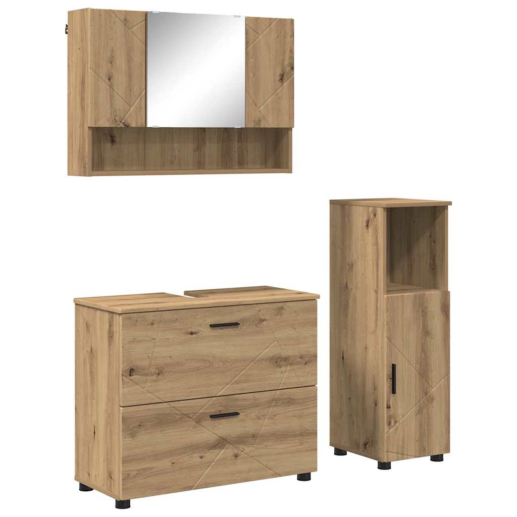 Badeværelsesmøbel sæt 3 pcs artisan eg 76,5 x 35 x 64 cm