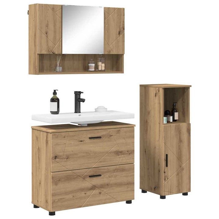 Badeværelsesmøbel sæt 3 pcs artisan eg 76,5 x 35 x 64 cm