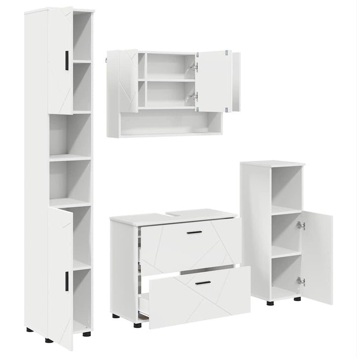 Badeværelsesmøbel sæt med skuffe 4 pcs Hvid 30 x 35 x 192 cm