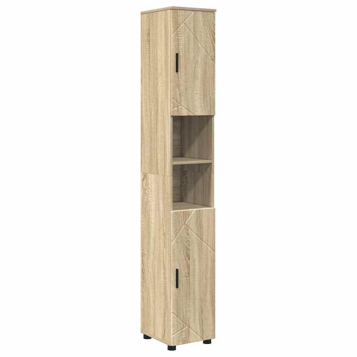Badeværelsesmøbel sæt med dør 4 pcs Sonoma-eg 30 x 35 x 192 cm