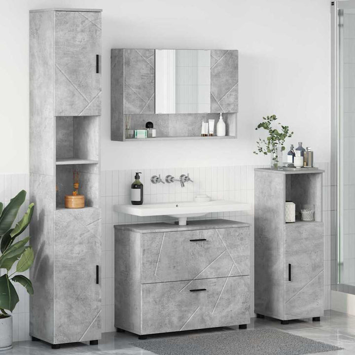 Badeværelsesmøbel sæt med hylde 4 pcs Betongrå 30 x 35 x 192 cm