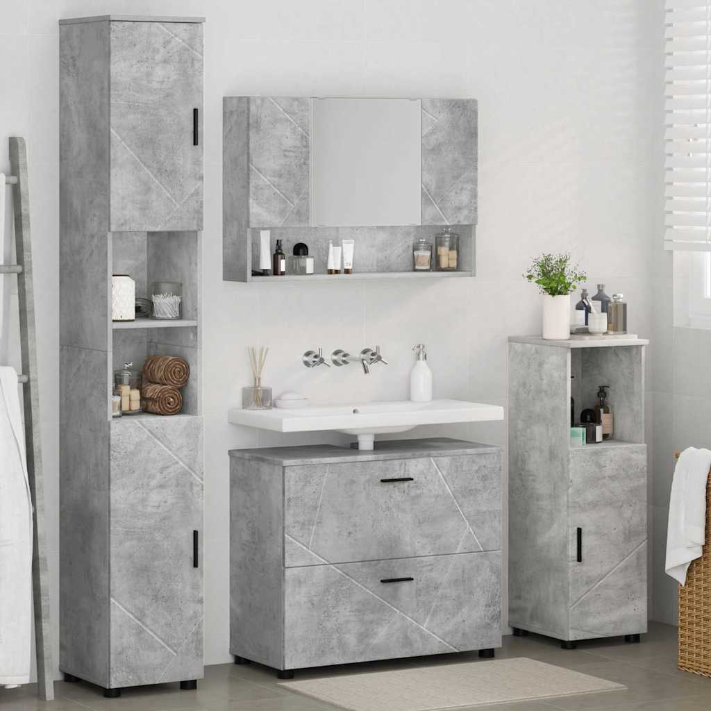 Badeværelsesmøbel sæt med hylde 4 pcs Betongrå 30 x 35 x 192 cm