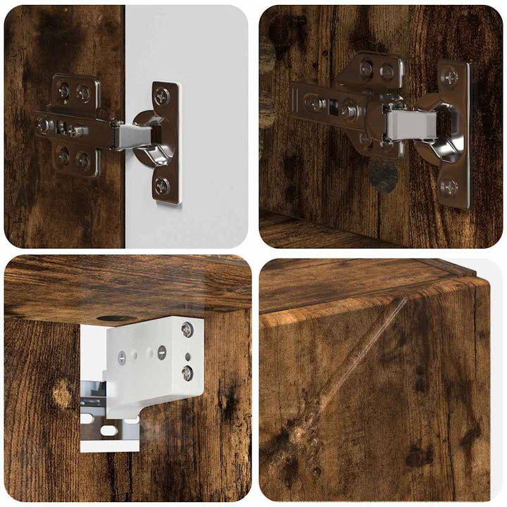 Badeværelsesmøbel sæt med hylde 4 pcs Røget eg 30 x 35 x 192 cm