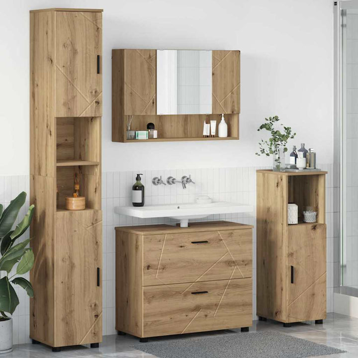 Badeværelsesmøbel sæt med dør 4 pcs artisan eg 30 x 35 x 192 cm