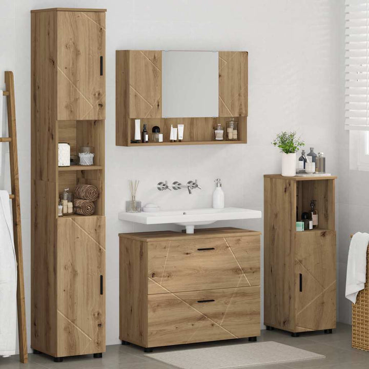 Badeværelsesmøbel sæt med dør 4 pcs artisan eg 30 x 35 x 192 cm